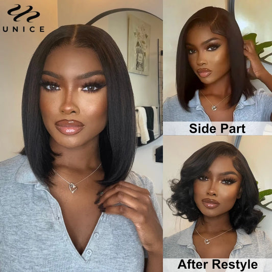 Yaki Straight Bob Wig Pre Cut Pre Bleached Glueless Wigs