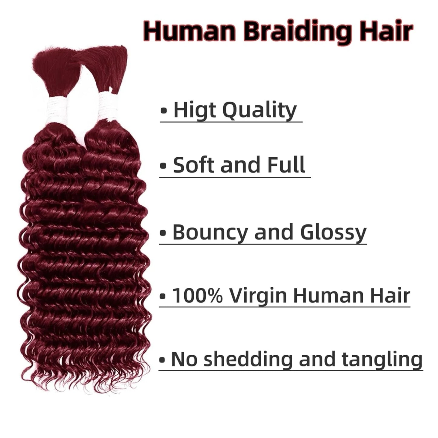 Deep Wave Bulk Human Hair for Braiding