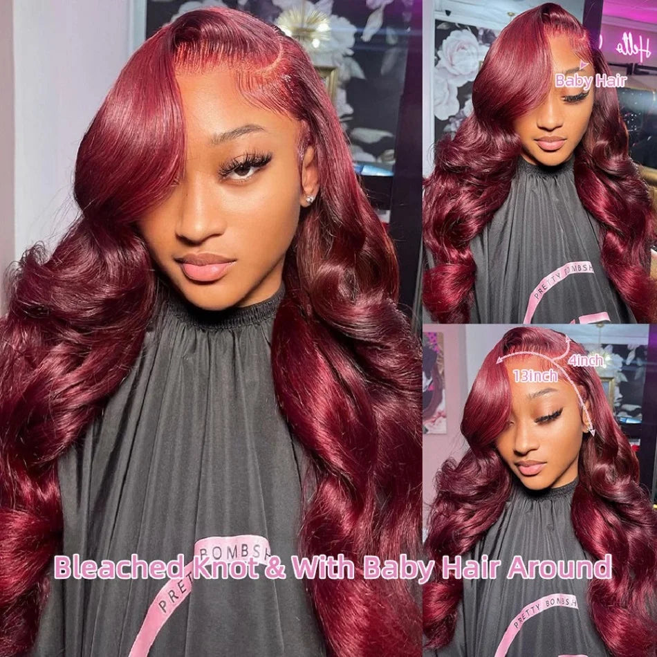 Burgundy Body Wave HD Lace Frontal