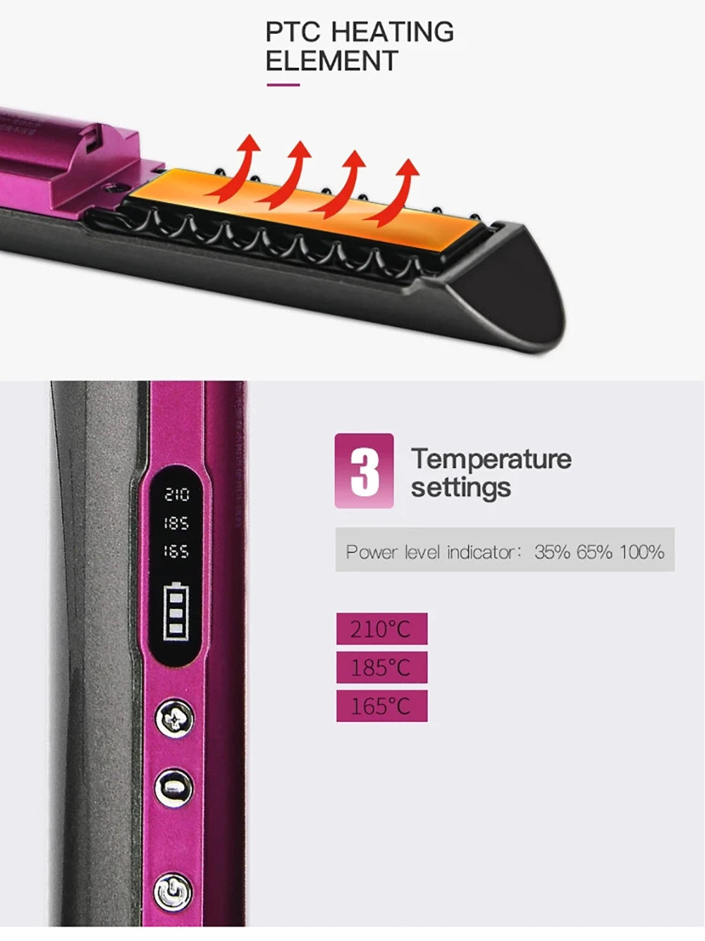 Wireless Hair Straightener Mini Flat Iron