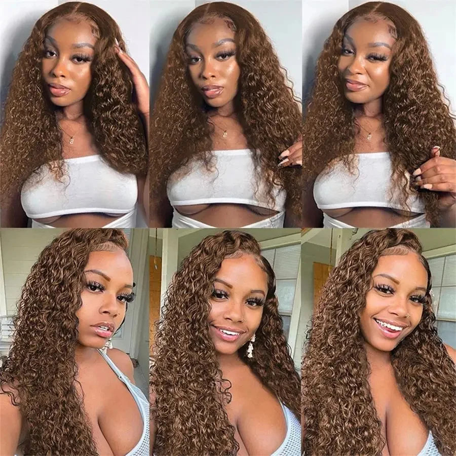 Chocolate Brown Deep Wave Lace Frontal Human Hair