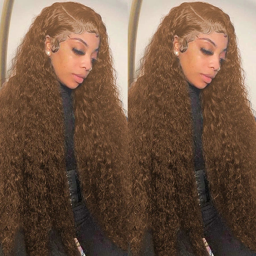 Chocolate Brown Deep Wave Lace Frontal Human Hair