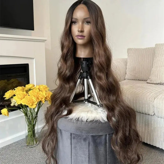 Ombre Chocolate Brown Long Water Wave Lace Front Wig