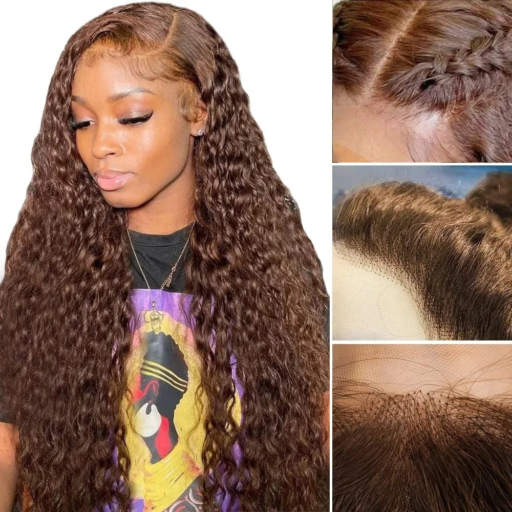 Chocolate Brown Deep Wave Lace Frontal Human Hair