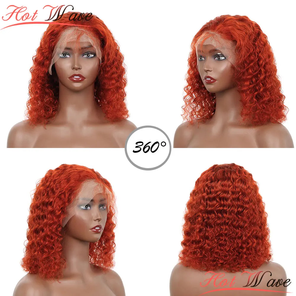 Orange Brown Deep Wave Lace Frontal Wig