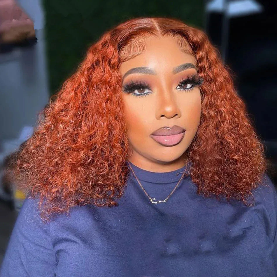 Orange Brown Deep Wave Lace Frontal Wig