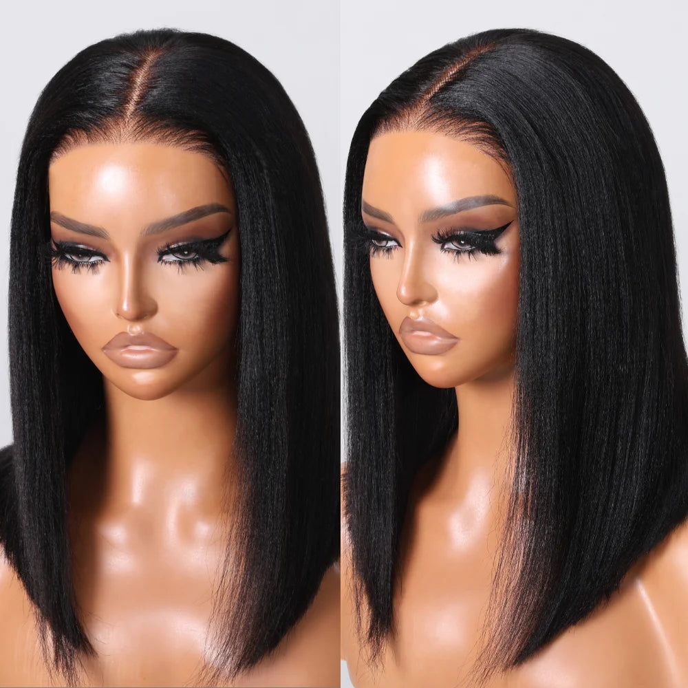 Yaki Straight Bob Wig Pre Cut Pre Bleached Glueless Wigs