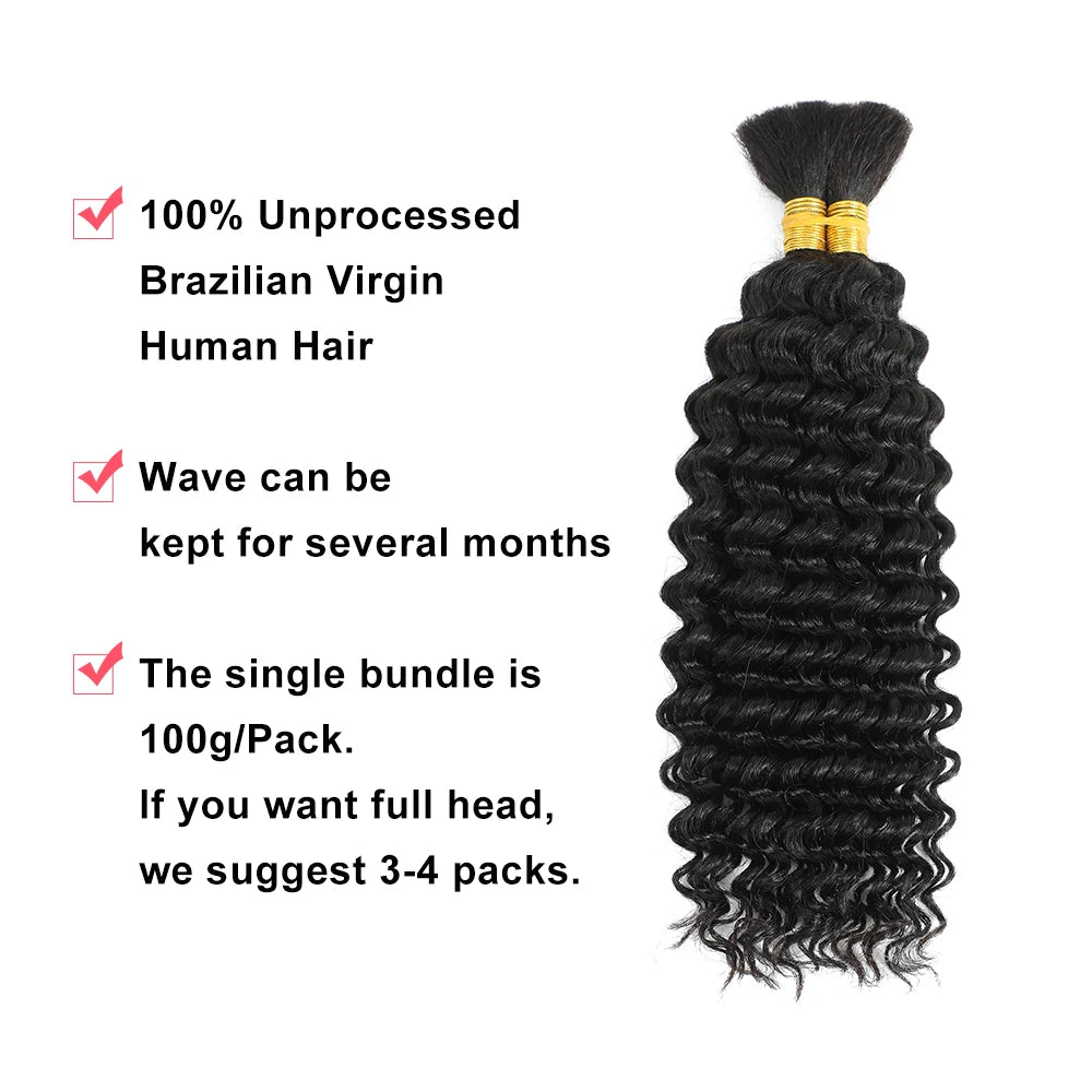 Human Braiding Hair Bundle Deep Wave