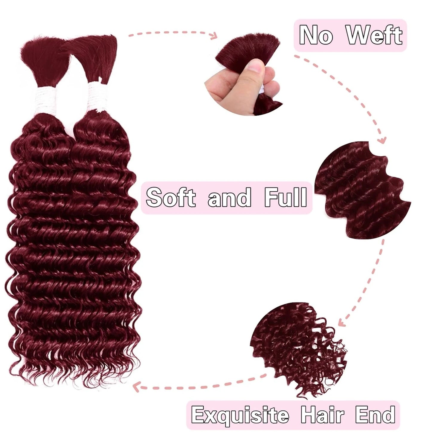 Deep Wave Bulk Human Hair for Braiding