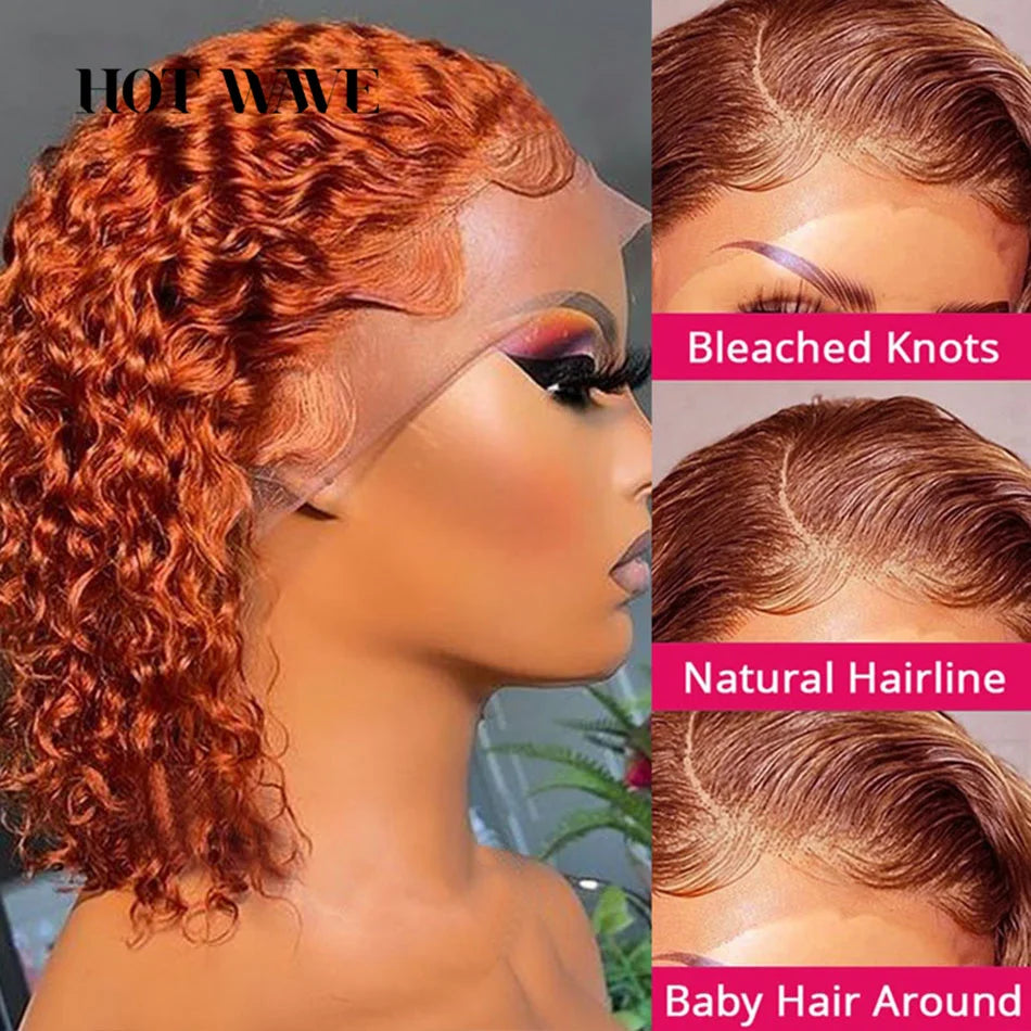 Orange Brown Deep Wave Lace Frontal Wig