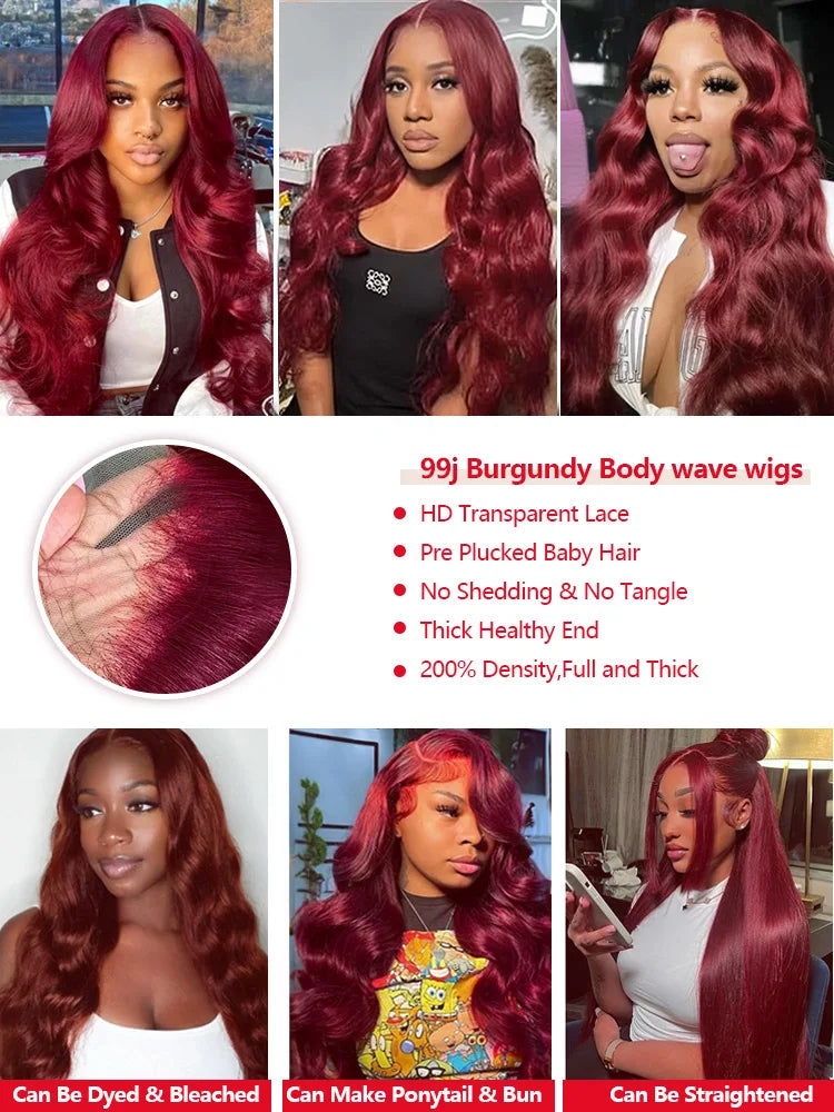 Burgundy Lace Frontal Wigs