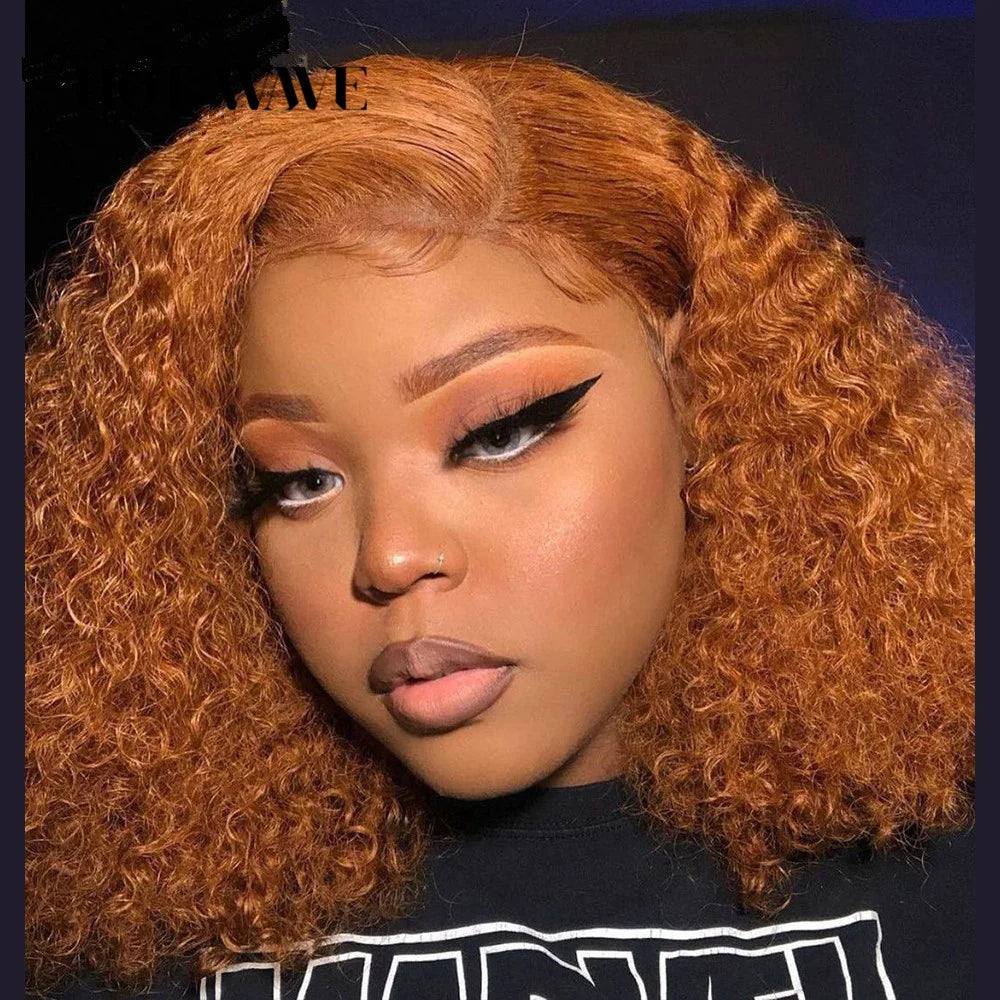 Orange Brown Deep Wave Lace Frontal Wig