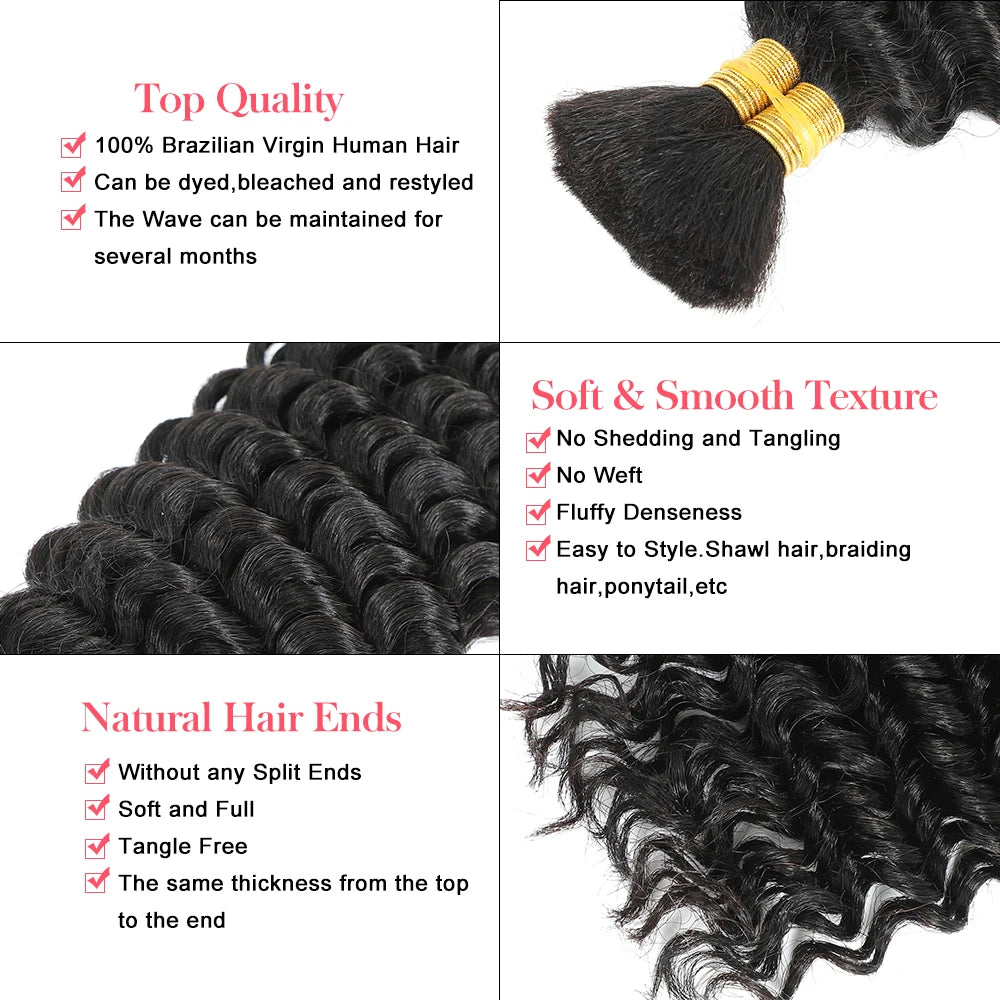 Human Braiding Hair Bundle Deep Wave