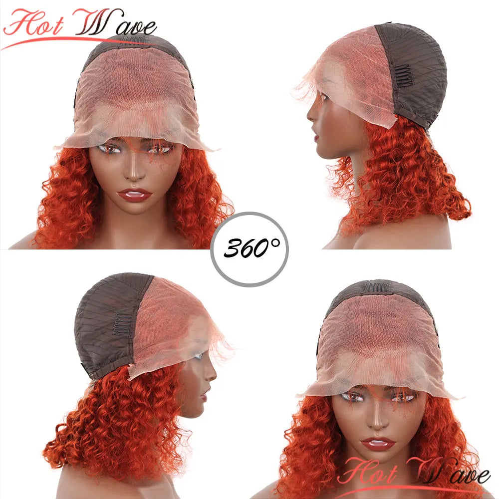 Orange Brown Deep Wave Lace Frontal Wig