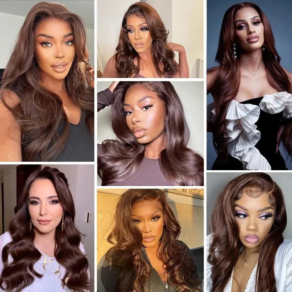 Brown Synthetic Glueless Lace Front Wigs