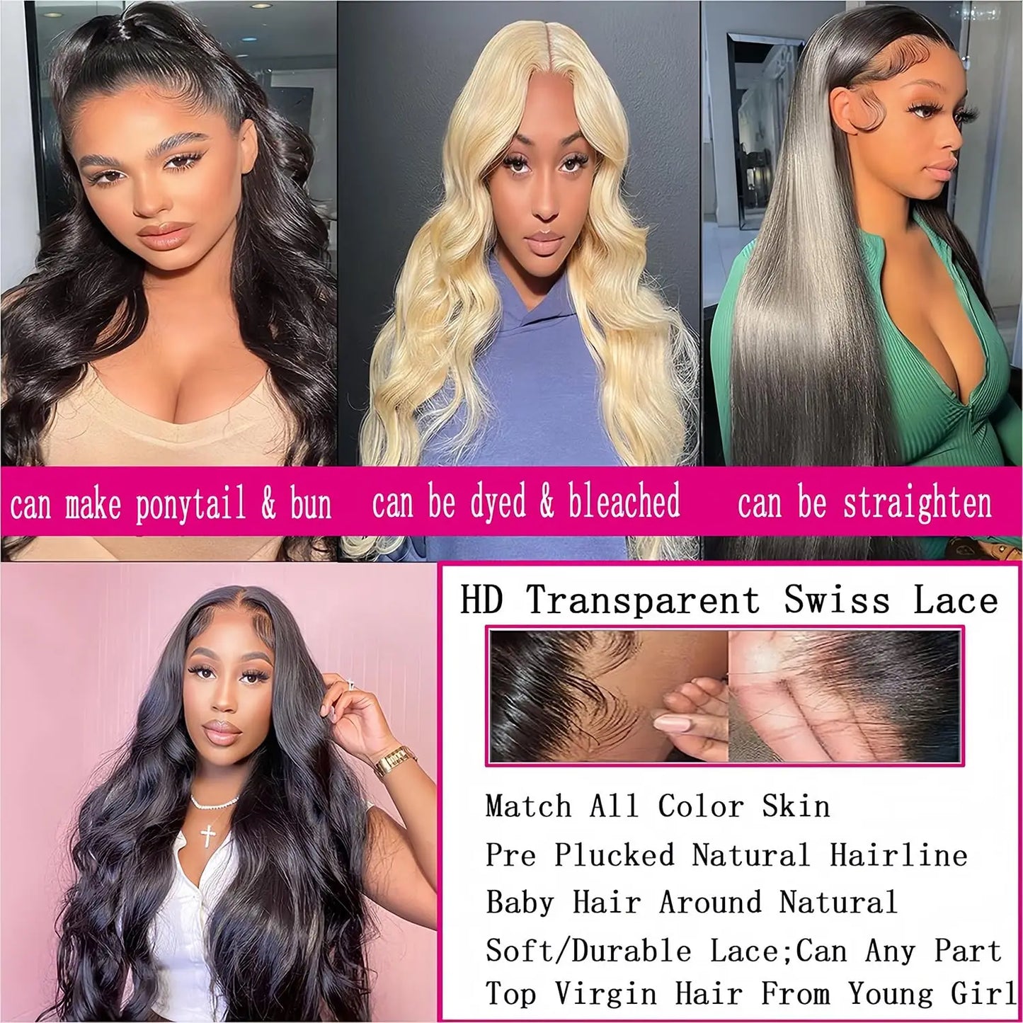 Human Hair Glueless HD Lace Front Wigs