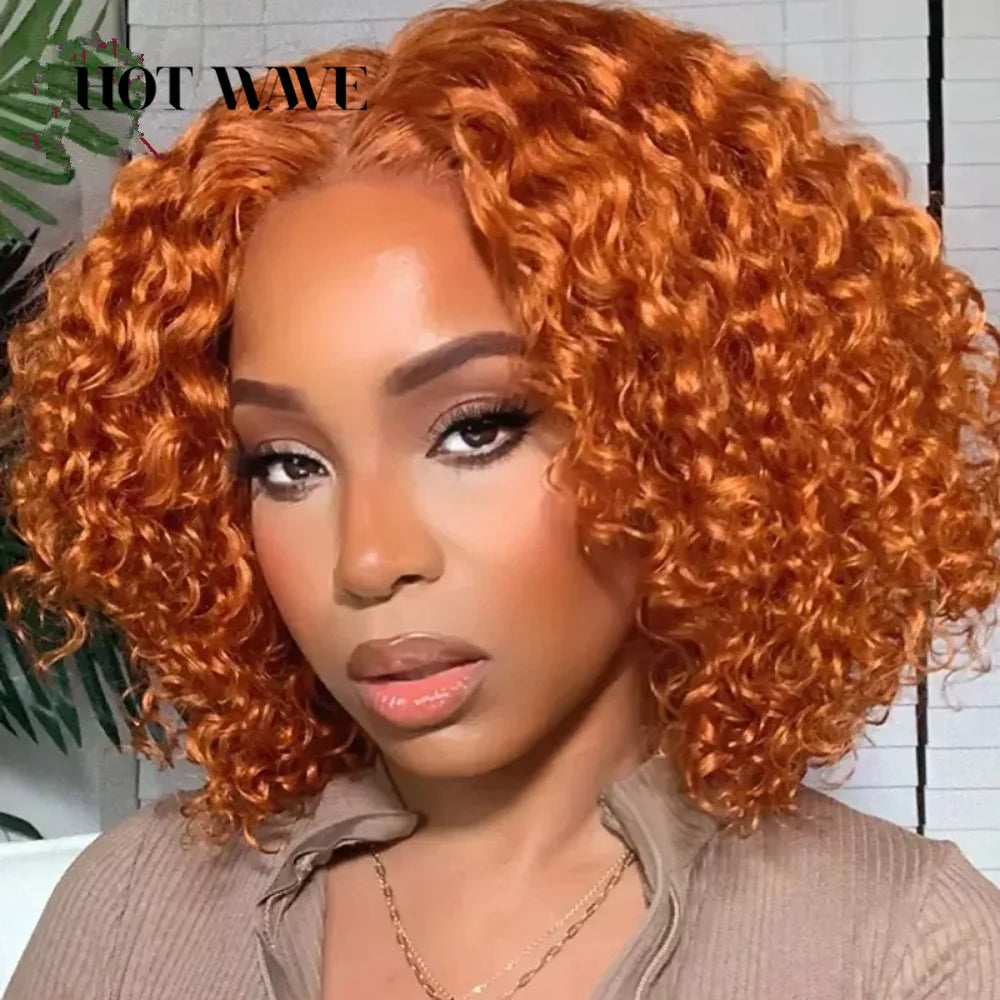 Orange Brown Deep Wave Lace Frontal Wig