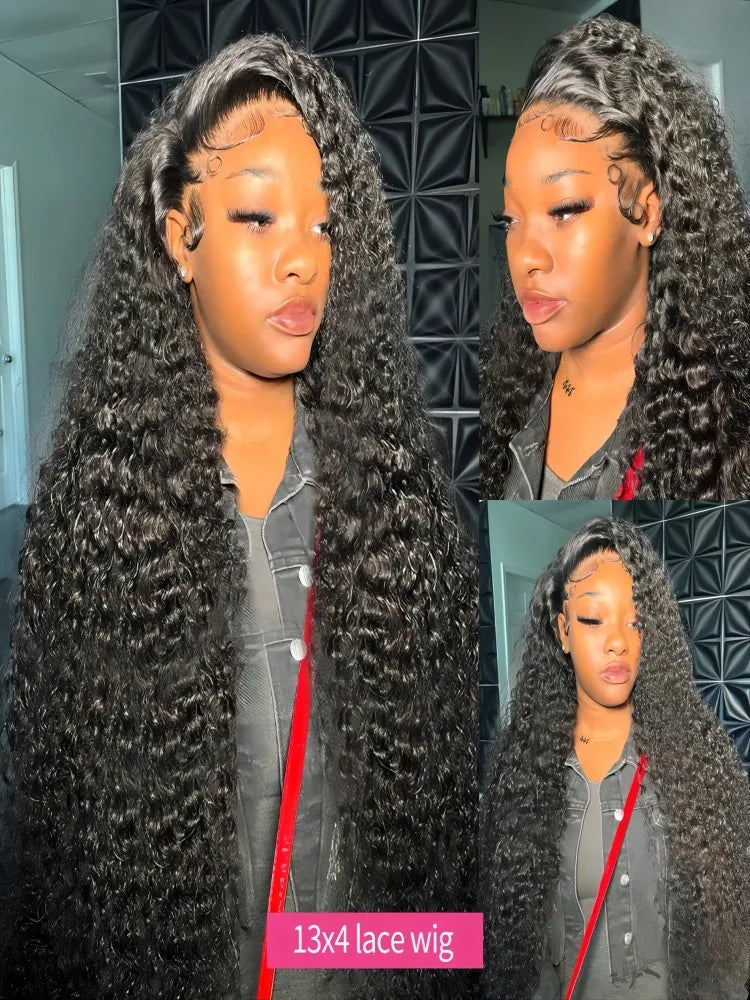 Human Hair Wig Glueless Curly Wave Lace Frontal