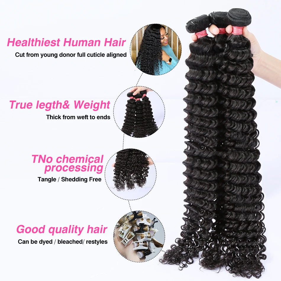 Deep Wave 100% Brazilian Human Hair Bundles