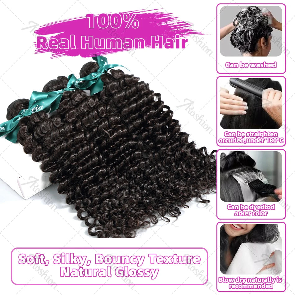 Deep Wave 100% Brazilian Human Hair Bundles