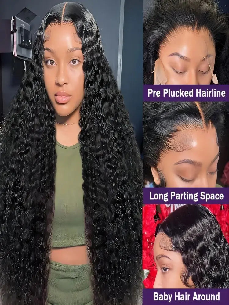 Human Hair Wig Glueless Curly Wave Lace Frontal