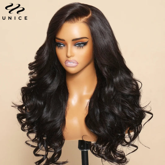 3D Body Wave Human Hair Lace Frontal Wig Pre Plucked Pre Bleached