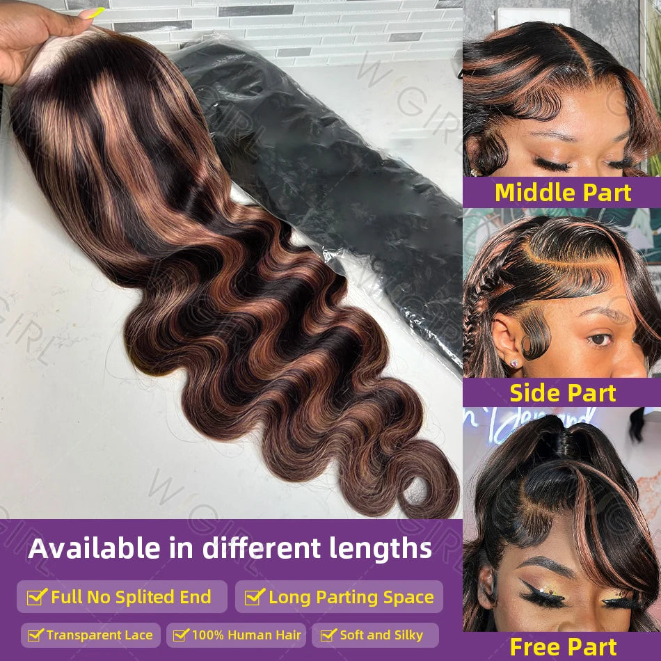 Black Brown Body Wave Wigs