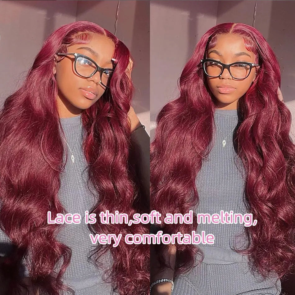 Burgundy Body Wave HD Lace Frontal