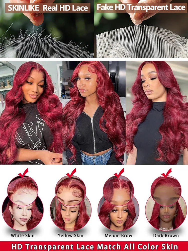 Burgundy Lace Frontal Wigs