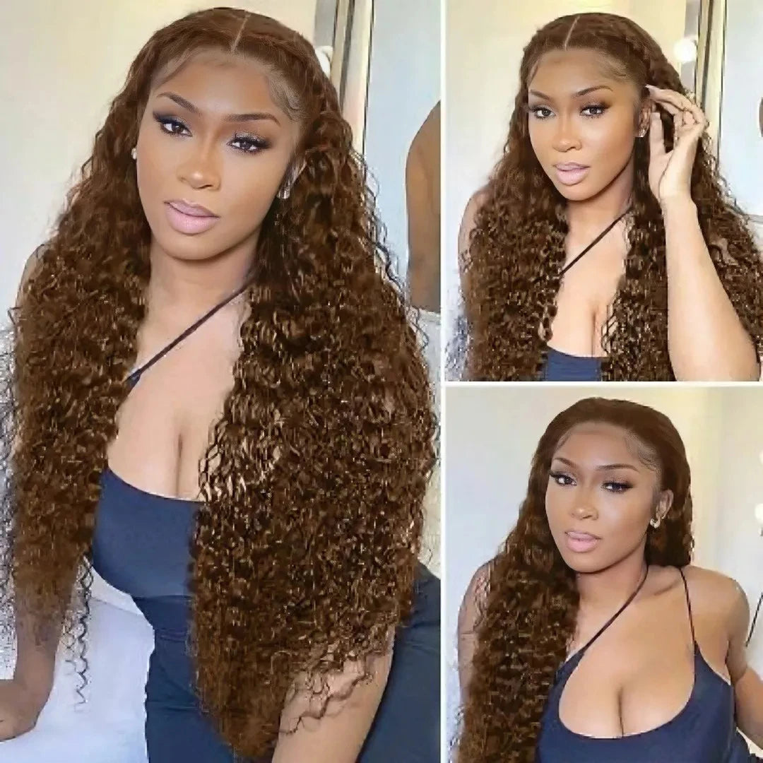 Chocolate Brown Deep Wave Lace Frontal Human Hair