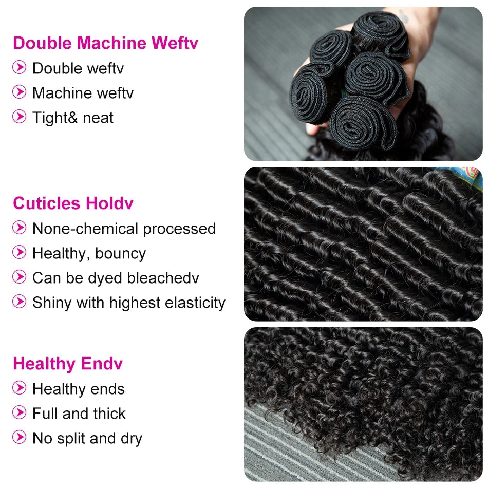 Deep Wave 100% Brazilian Human Hair Bundles