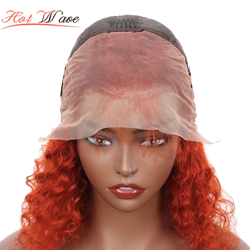 Orange Brown Deep Wave Lace Frontal Wig