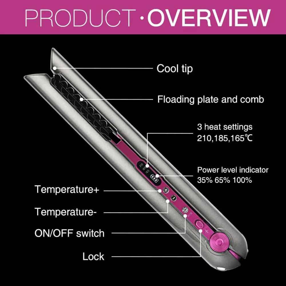 Wireless Hair Straightener Mini Flat Iron