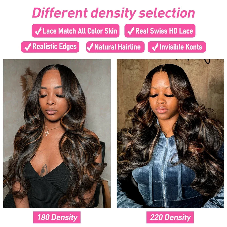 Human Hair Highlight Ombre Lace Front Wigs