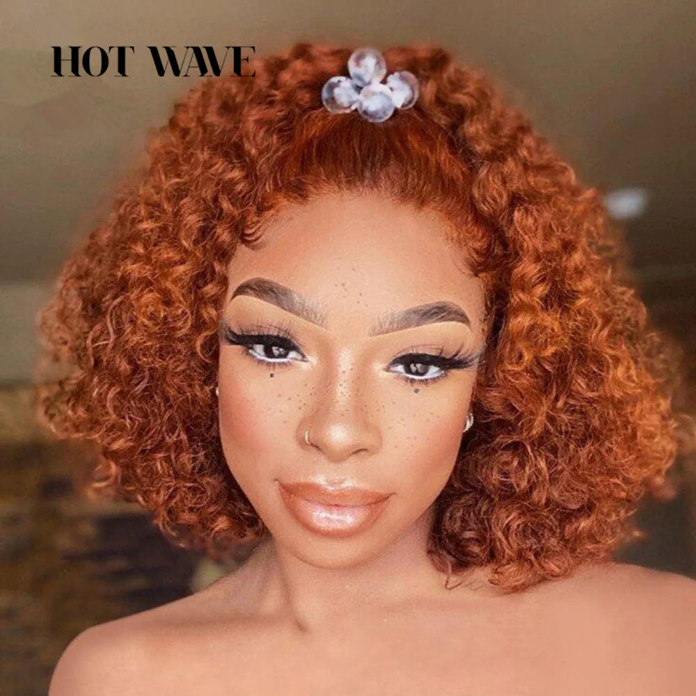 Orange Brown Deep Wave Lace Frontal Wig