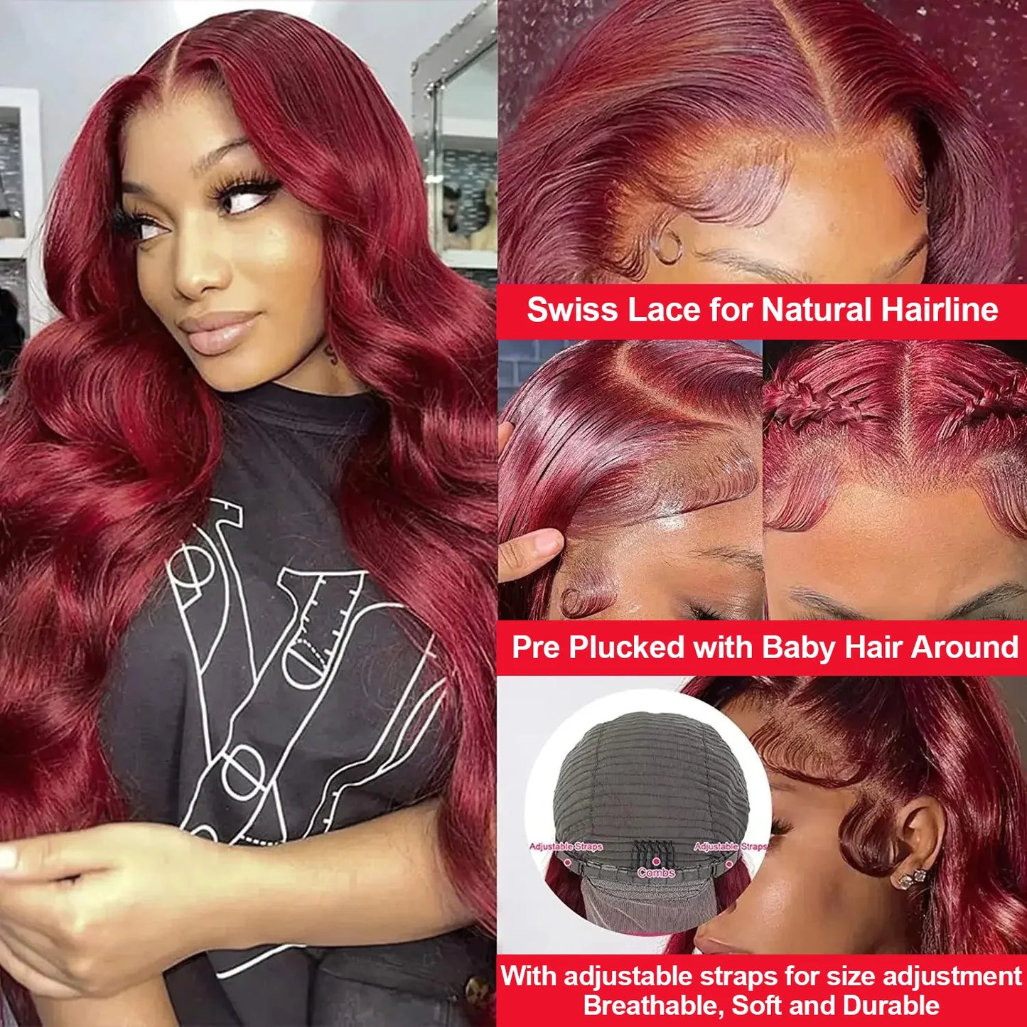 Burgundy Lace Frontal Wigs