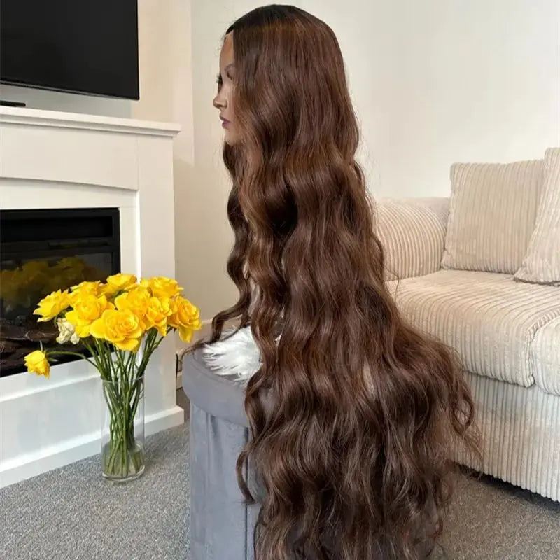 Ombre Chocolate Brown Long Water Wave Lace Front Wig