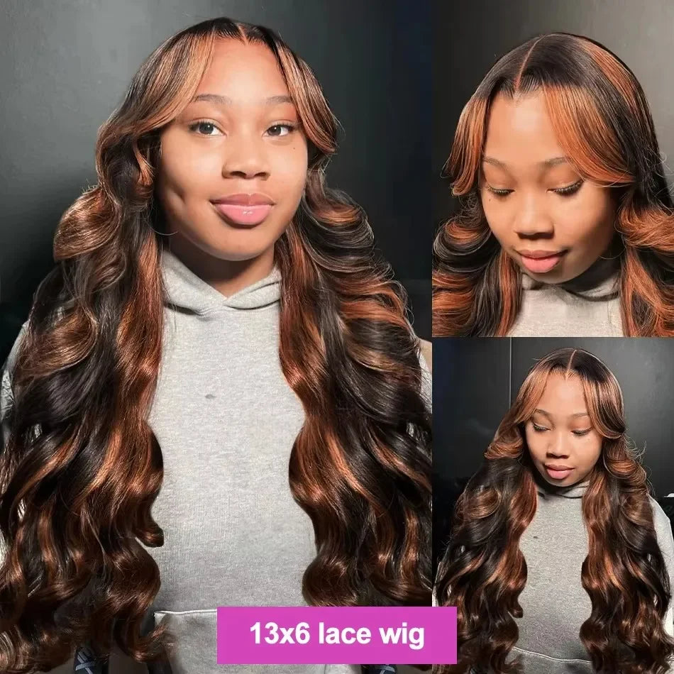 Human Hair Highlight Ombre Lace Front Wigs