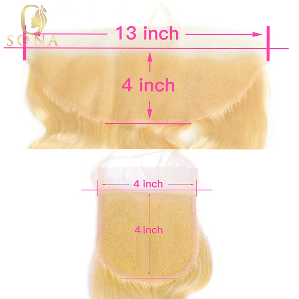 Honey Blonde Ombre Human Hair Bundles with Closure HD Lace